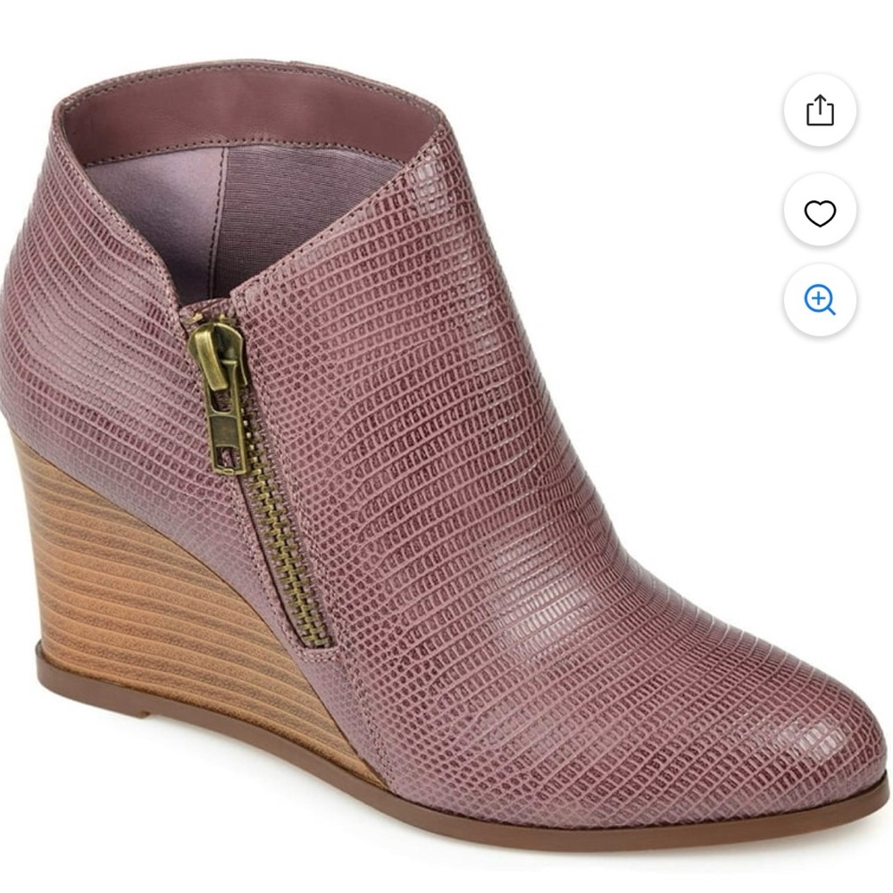 Journee Collection Textured Mauve Wedge Ankle Boots